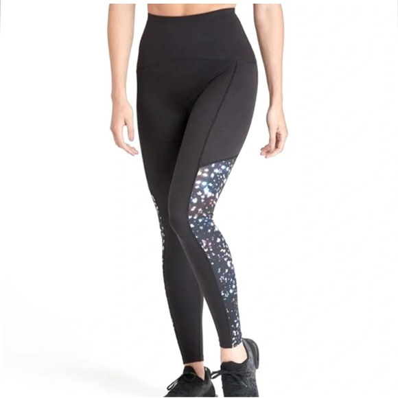 Spanx By Sara Blakely - Full Length Leggings Cosmic Print - Size S - Black - Picture 1 of 8